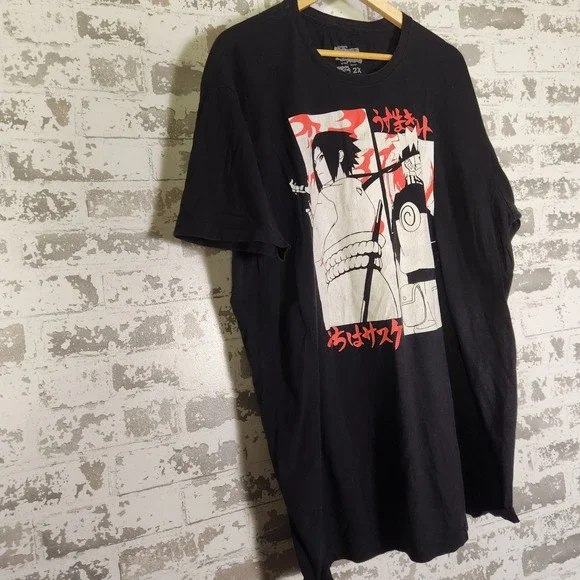 Naruto Shippuden Sasuke T-Shirt Ripple Junction Men's 2X Black Graphic Anime Tee - Picture 3 of 11